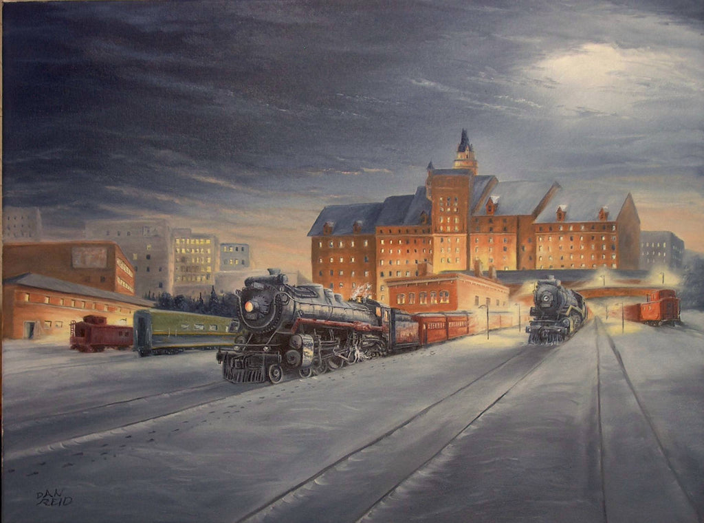 Midnight Train Stretched Canvas Artwork by Dan Reid