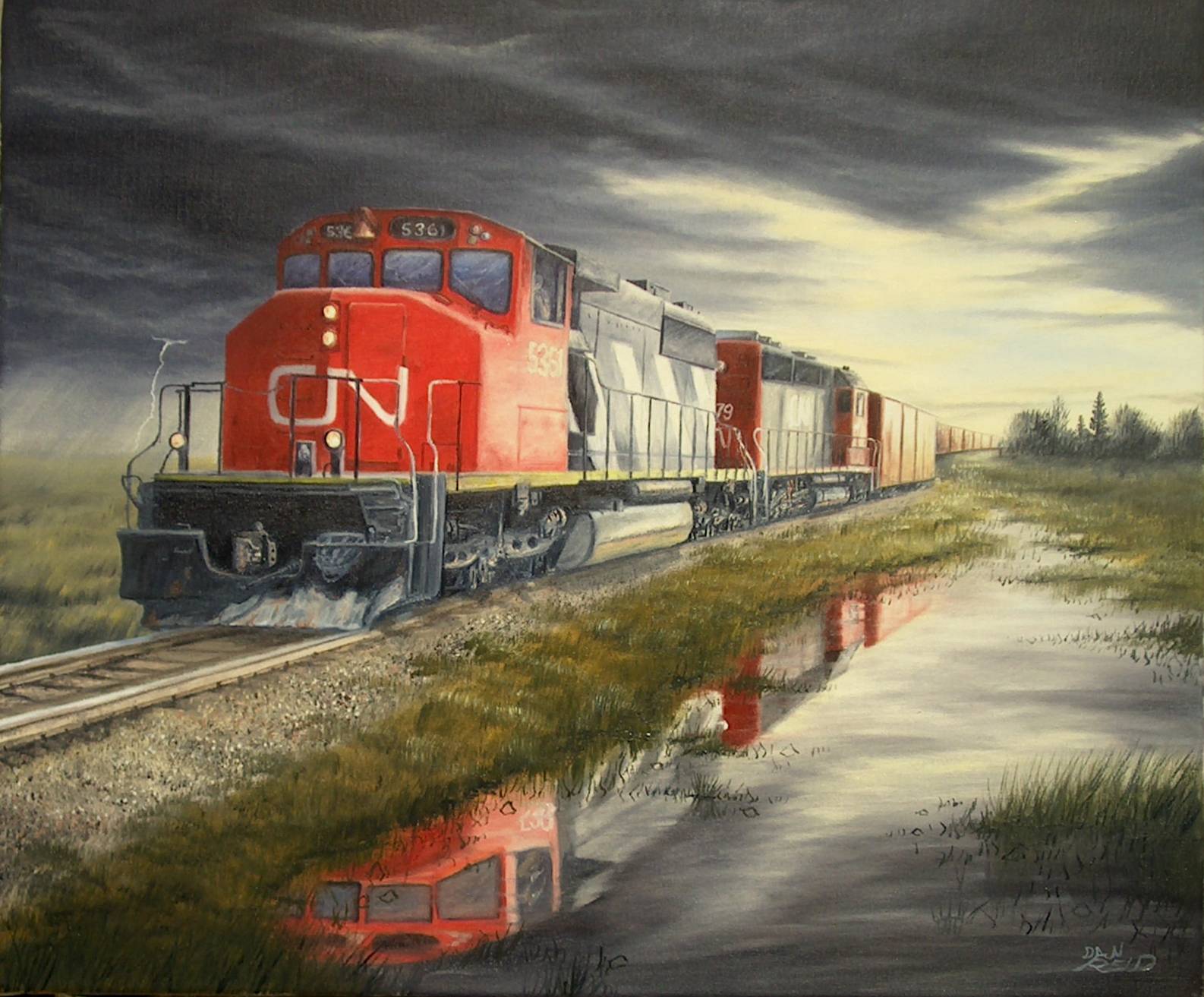 Running the Storm Stretched Canvas Artwork by Dan Reid