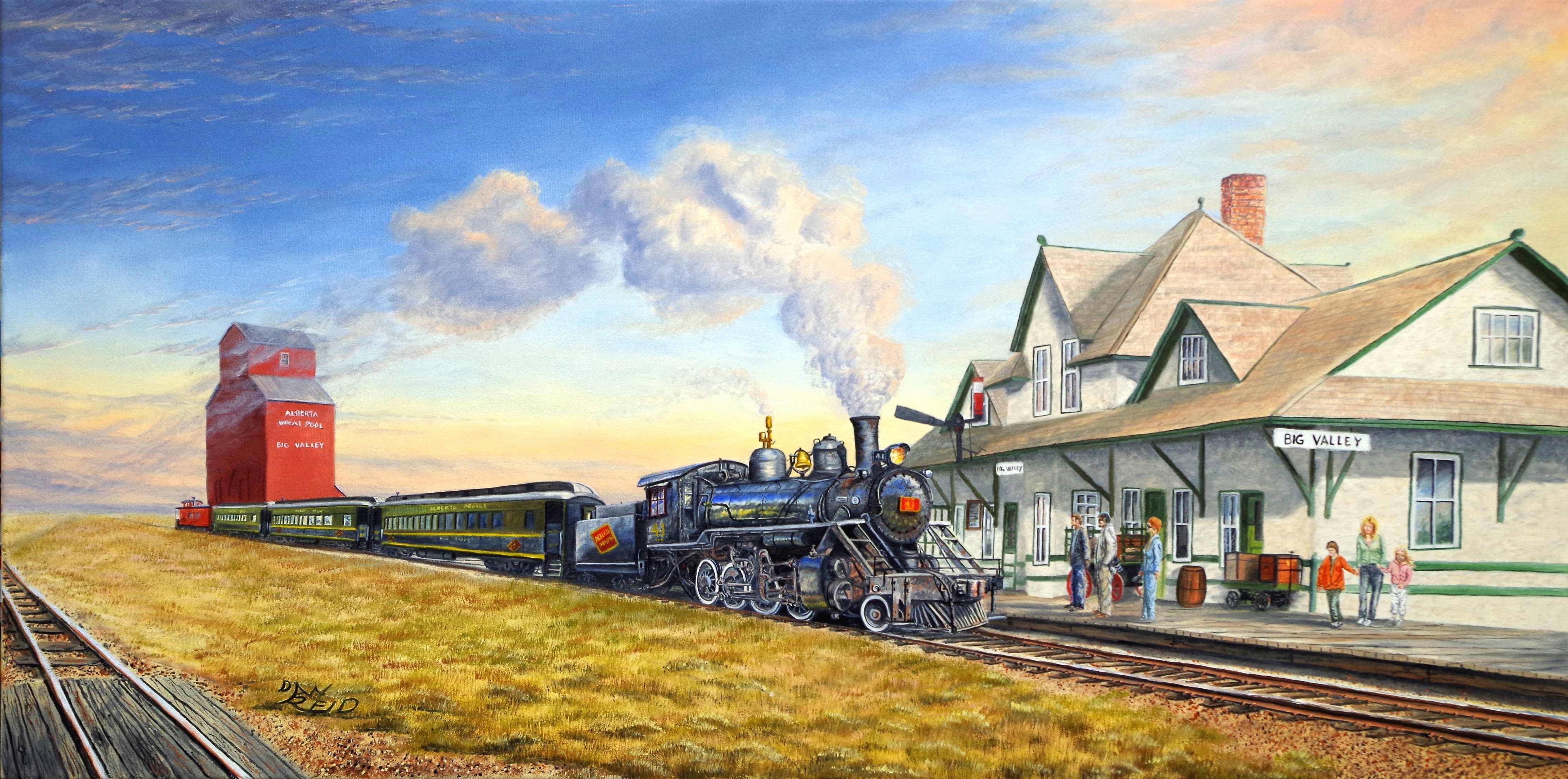 Pulling into Big Vallery Stretched Canvas Artwork by Dan Reid
