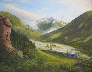 Blue River Vallery Stretched Canvas Artwork by Dan Reid